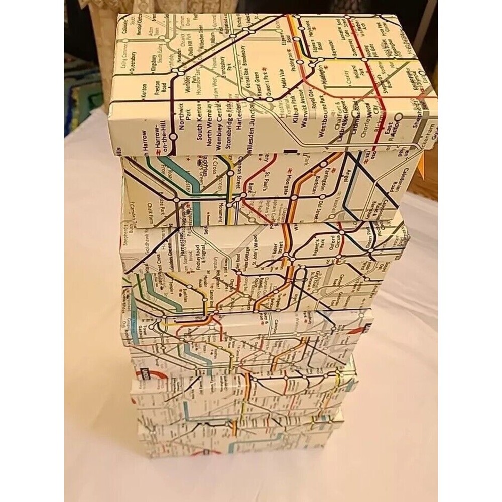 London Underground Tube Map 5 Nesting Boxes 5x7 5x8 6x9 7x9 7x10